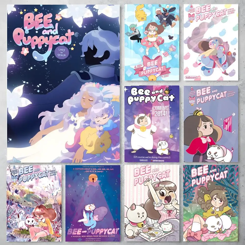 Cartoon Bee And P-Puppycat Poster High-definition posters, wall art for living room and home decor.