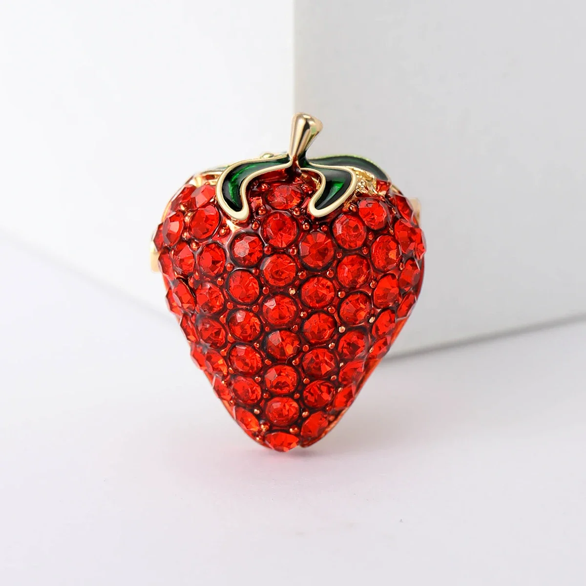 Enamel Rhinestone Strawberry Brooches for Women Unisex Plant Pins Multi-color Available Office Party Accessories Gifts