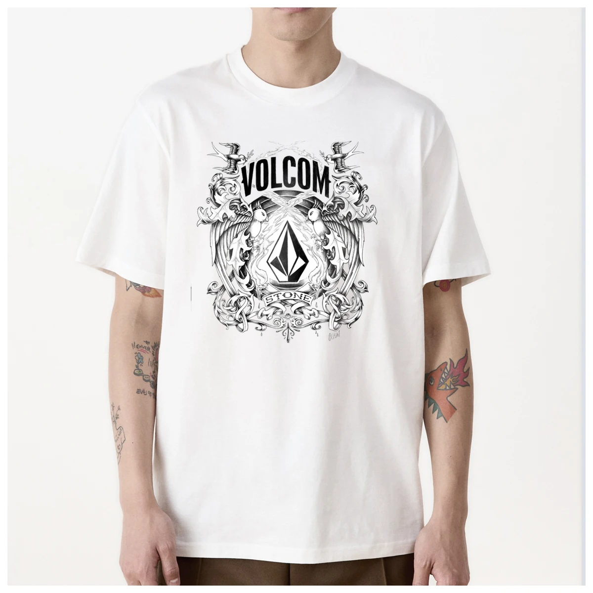 Gift Volcom logo for Men Volcom Leisure Printed men t shirt Women's Fashion 100% Cotton summer casual Breathable Unisex tee Tops