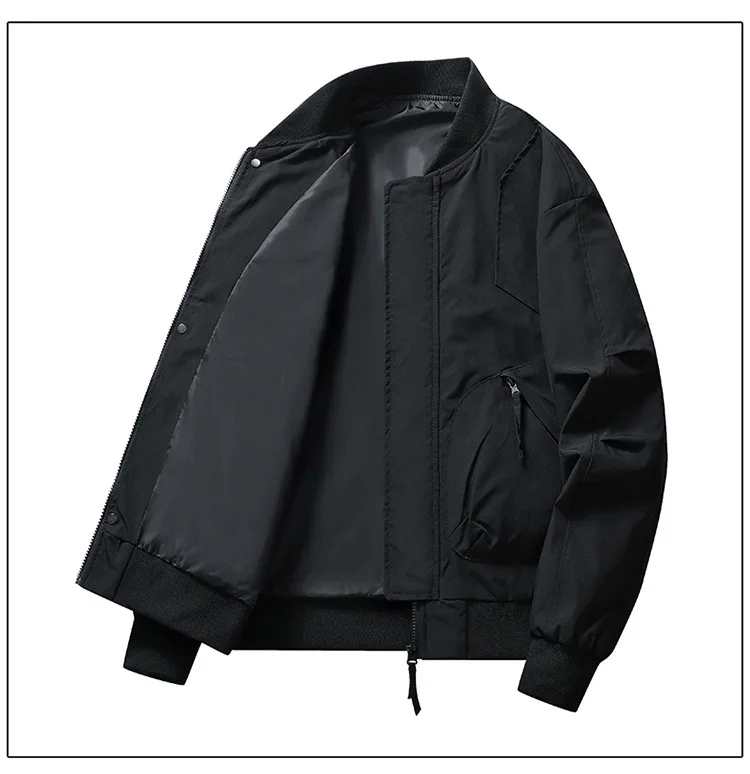 

Новая весенне-осенняя мужская куртка с воротником-стойкой, свободная рабочая бейсбольная куртка с несколькими карманами, повседневная и универсальная куртка-топ