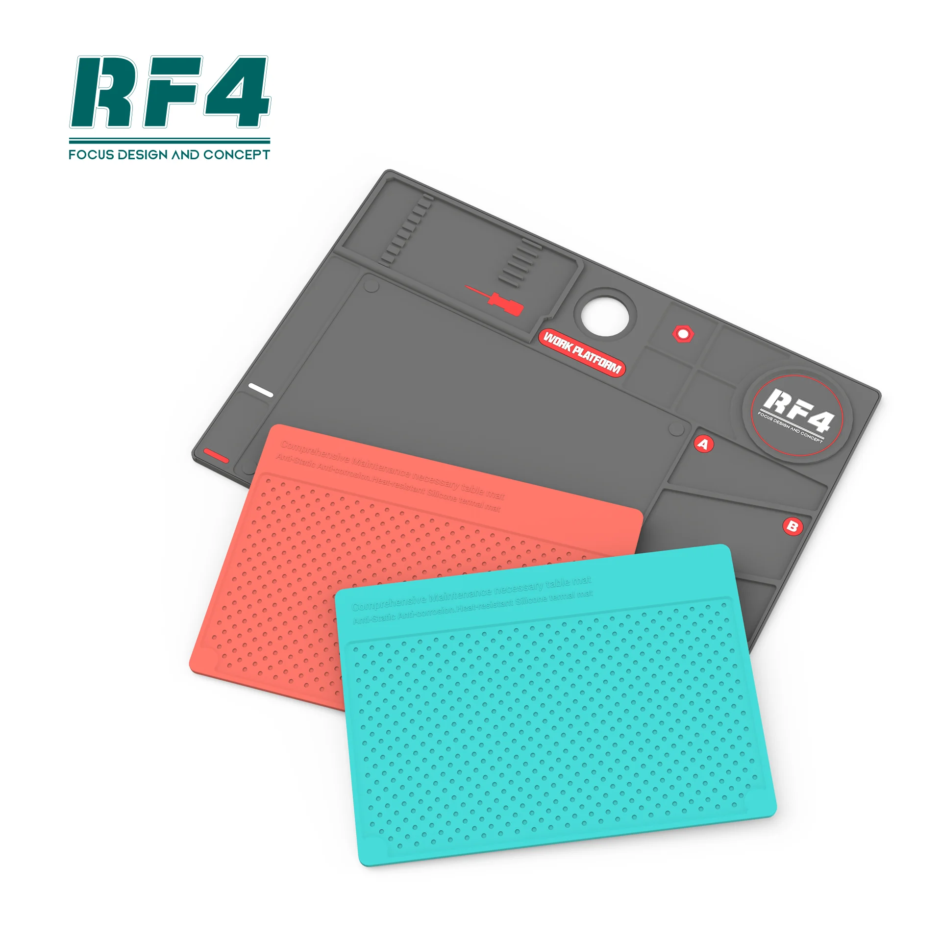 RF4 380*260MM Heat Insulation Silicone Soldering Mat Desk Pad BGA Maintenance Platform Phone Repair Silicone Mat RF-PO2