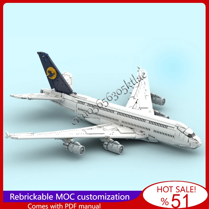 MOC Airlines A380 Aircraft Modify Building Retractable Flaps Block Model Children Assembly Educational DIY Set Christmas Gifts