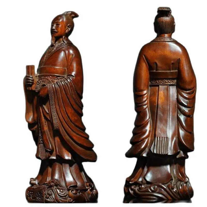 

8.6" vintage antique chinese carved wooden statue home decor sculptures figurine