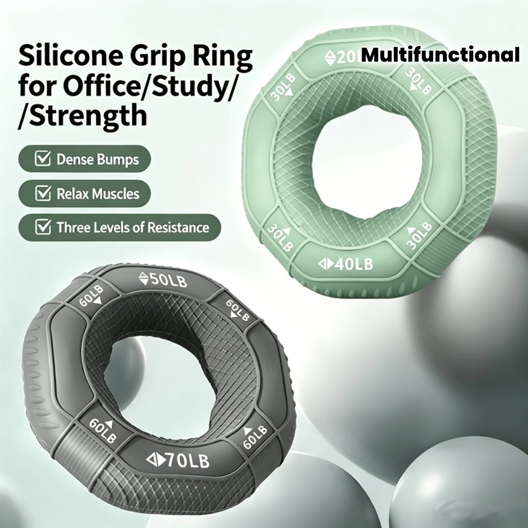 Men Professional Hexagonal Silicone Grip Ring, Finger Strength Trainer, Hand Muscle Workout Fitness Strengthening Tool