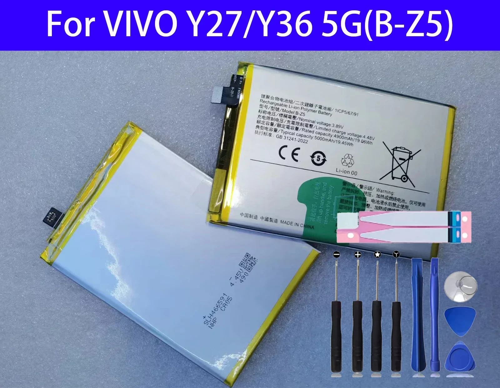 100% Original New Replacement Battery B-Z5 For VIVO Y27/Y36 5G Phone Battery+Tools