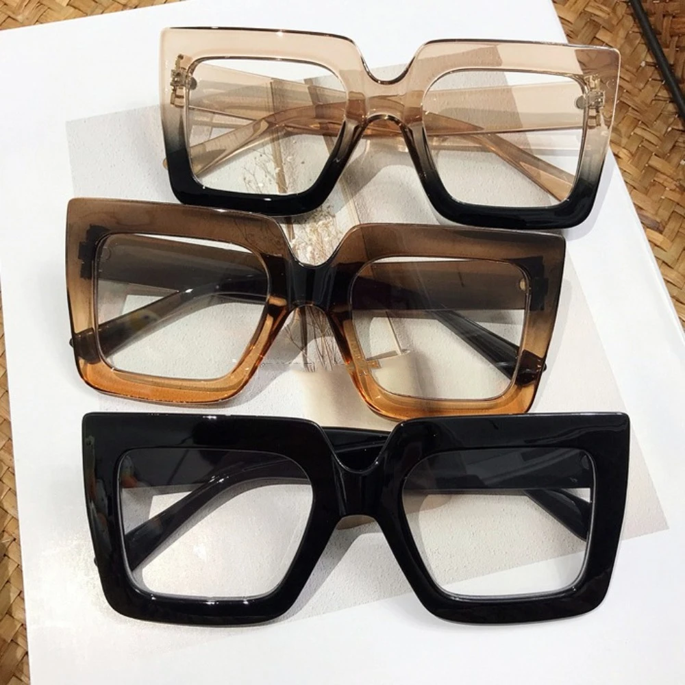 Retro Anti-Blauw Licht Bril Transparant Oversized Frame Ins Vierkante Brillen Lichtgewicht Koreaanse Stijl Effen Bril Dame