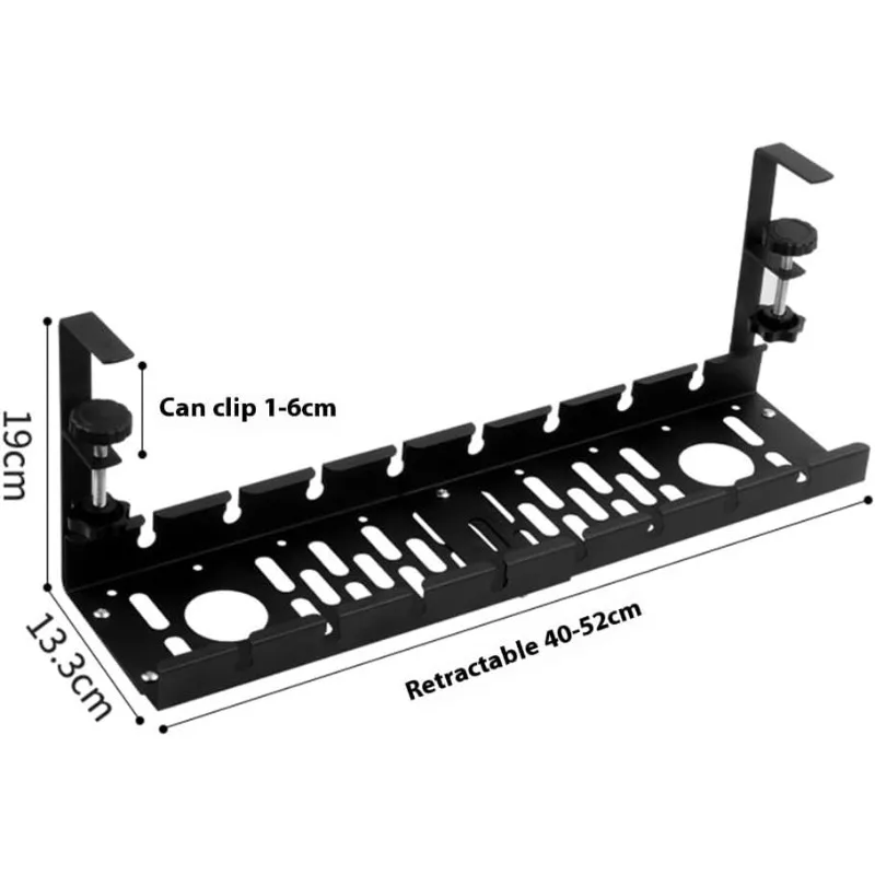 Heavy Duty Retractable Cable Organizer Tray - Iron Under Desk Cord Management for Office Home - view 5