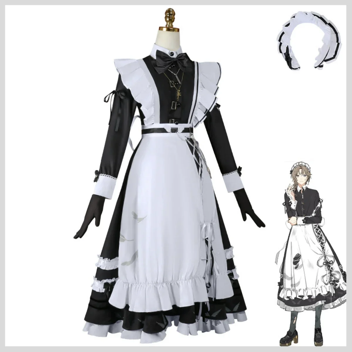 2026 الظاهري YouTuber Kanakana تأثيري حلي VTuber NIJISANJI خادمة فستان لوليتا تنورة طويلة شعر مستعار رجل امرأة مثير كرنفال البدلة