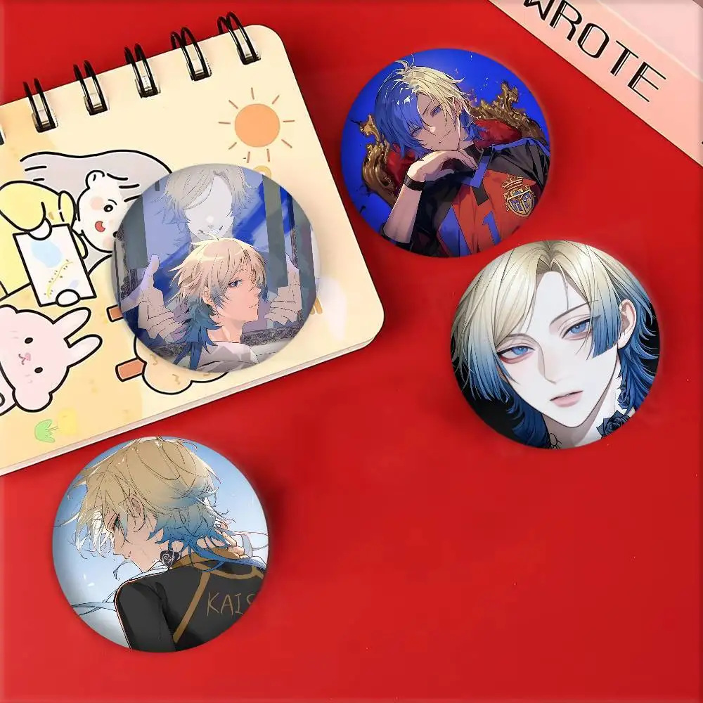Classic Anime B-Blue Lock Michael Kaiser Manga Badges Round Laser Badge Cartoon Brooch Clothes Backpack Accessories Lapel