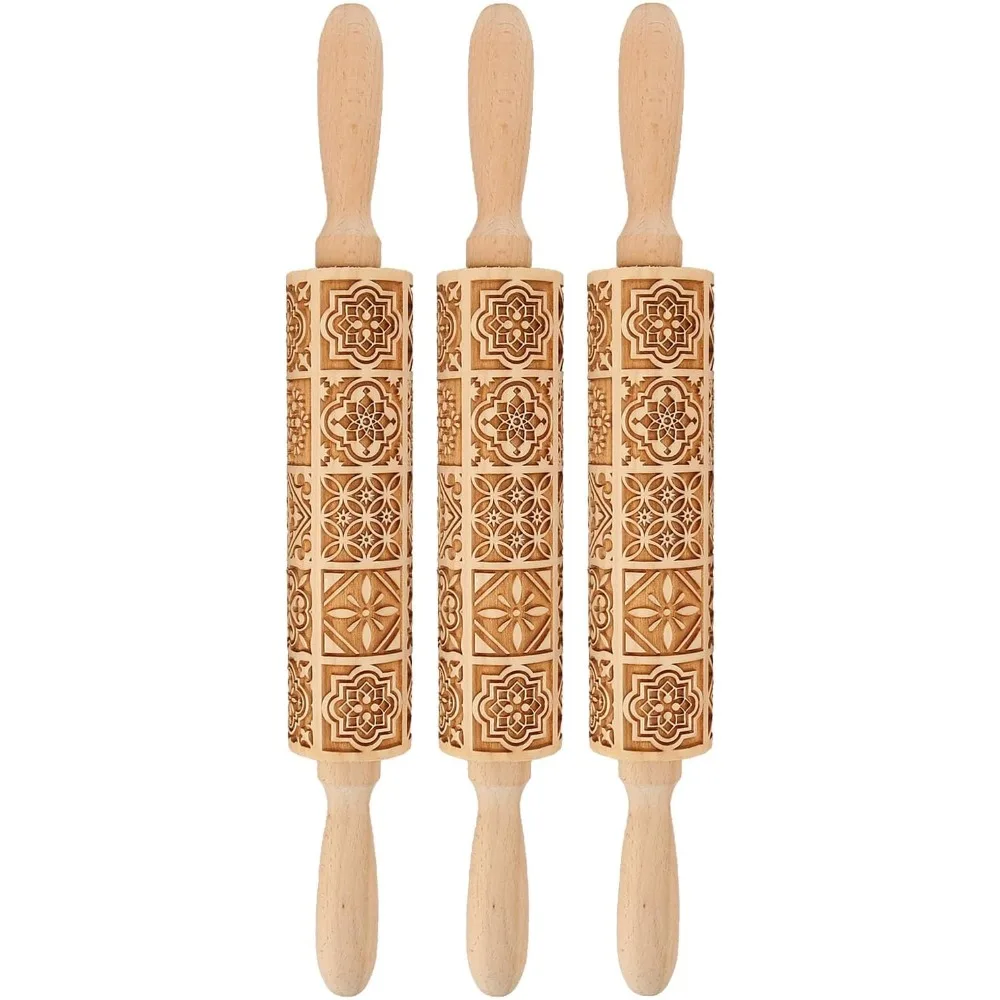 

Набор из 3-х выгравированных рождественских тисненых скалки для выпечки