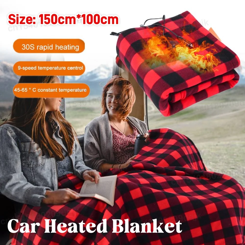 

Car Electric Heated Blanket Heating Mat Fast Heating 12V Soft Heating Mat 9 Adjustable Temperature Auto-off for Car 150cmX100cm