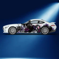 Black Devil Mask Splash Pattern Car Side Sticker Vinyl Self-adhesive Paper Motorsport Paint Decal Suitable for Truck Suv Decor