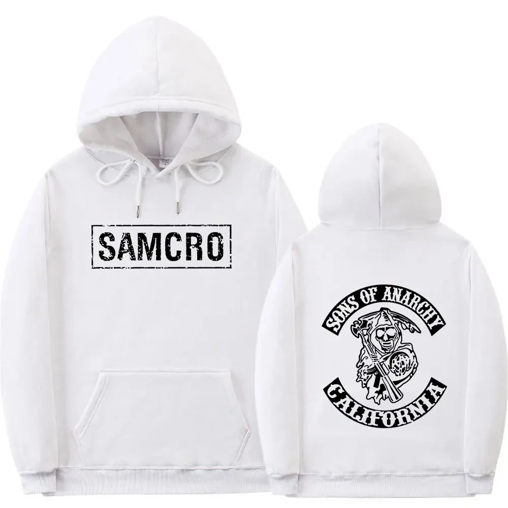 Sons of Anarchy SAMCRO Bluza z kapturem z dwustronnym nadrukiem Mężczyźni Womnen Fashion Brand Design Pullover Męskie bluzy z polaru i bawełny