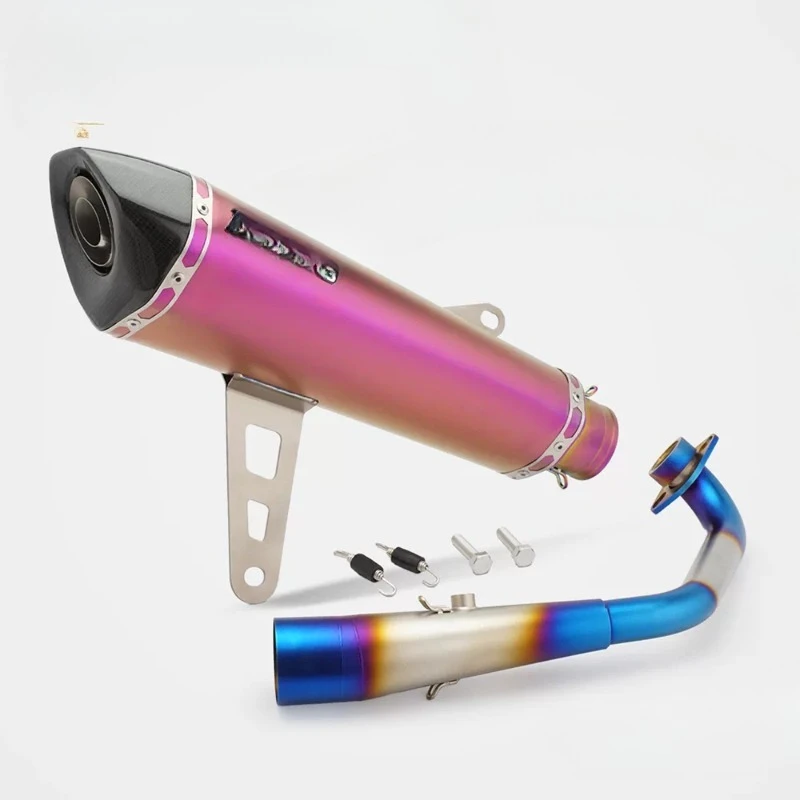 Modified the entire exhaust pipe, the roasted blue is higher than the extended oblique hexagon