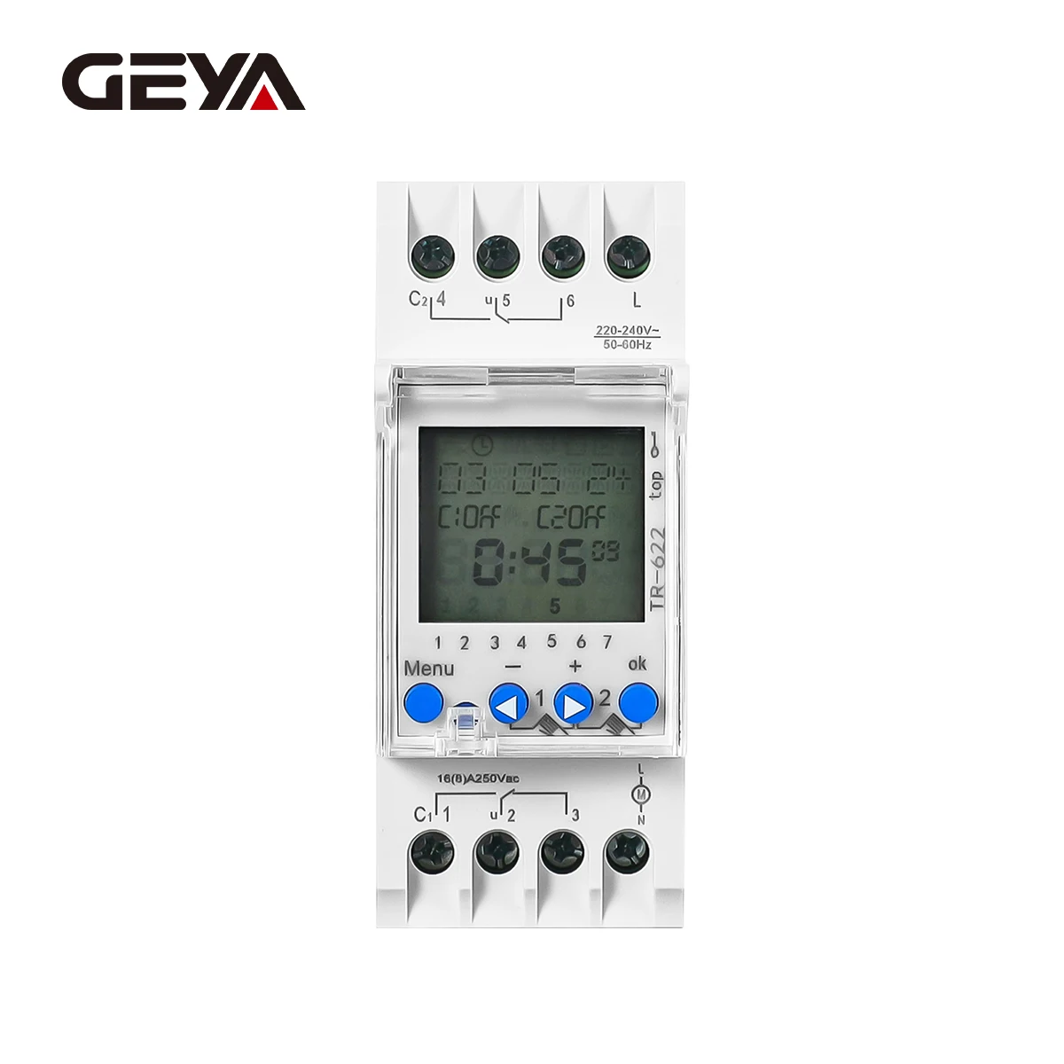 GEYA Din Rail Week Programmable Digital LCD Timer Switch 220V 7Days 24h Automatic Time Adjustment And Countdown Time Relay