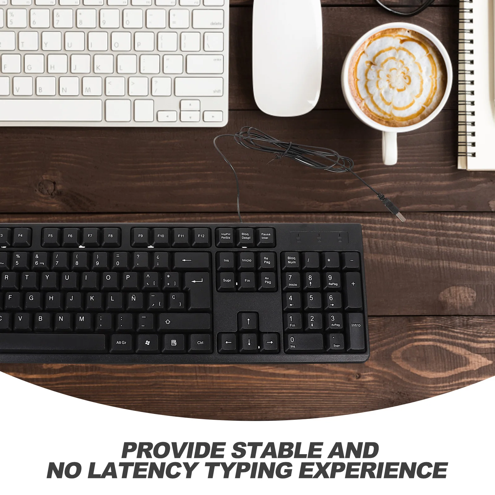 

Full Size Wired USB Gaming Office Computer with Numeric Keypad Durable Ergonomic Design Typing Play for Long