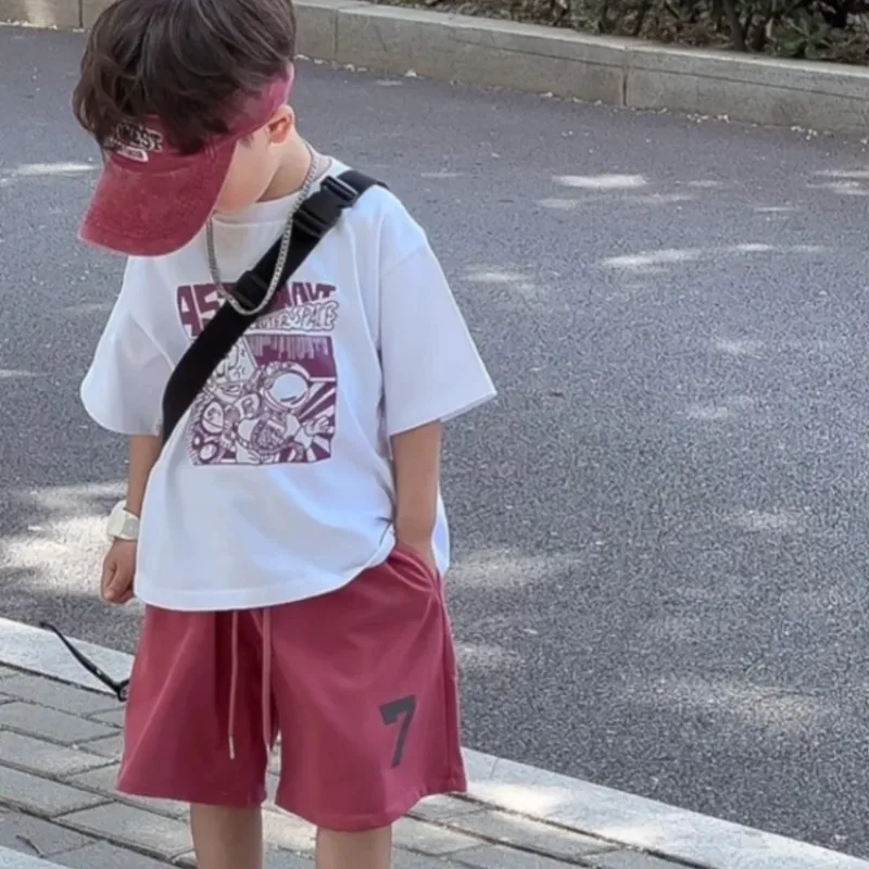 

Boys Summer Outfit 2026 Trendy Cotton Short Sleeve T-Shirt And Shorts Set Two-Piece Lightweight Fashionable Baby Boy Ensemble