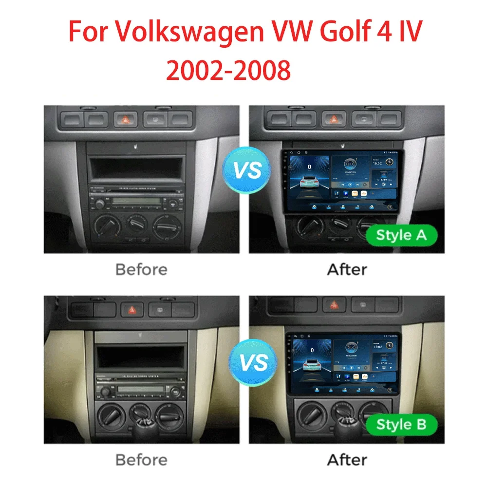 Android 16 For Volkswagen Golf 4 Mk4 Jetta 2004 - 2008 Car Radio Carplay Multimedia Player GPS Navigation Wifi Video Stereo 2din