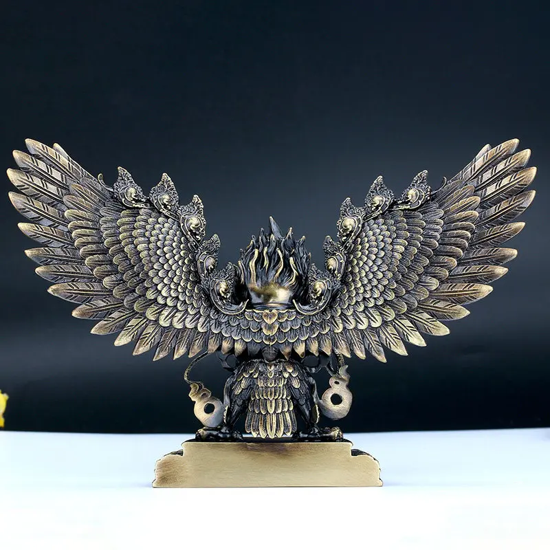 Brass Garuda Statue Handcrafted Buddhist Guardian Bird Sculpture for Home Display and Collecting, Ornament for Meditation Spaces