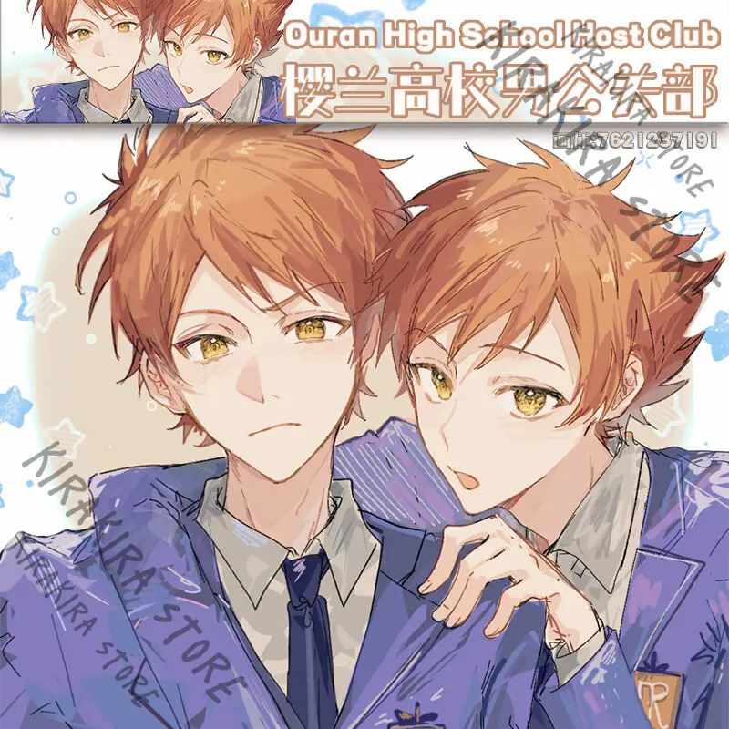 Ouran High School Host Club Hitachiin Hikaru Kaoru Acrylic Pendant Standing Sign Badges Cosplay Brooch Coloured Paper Breastpin