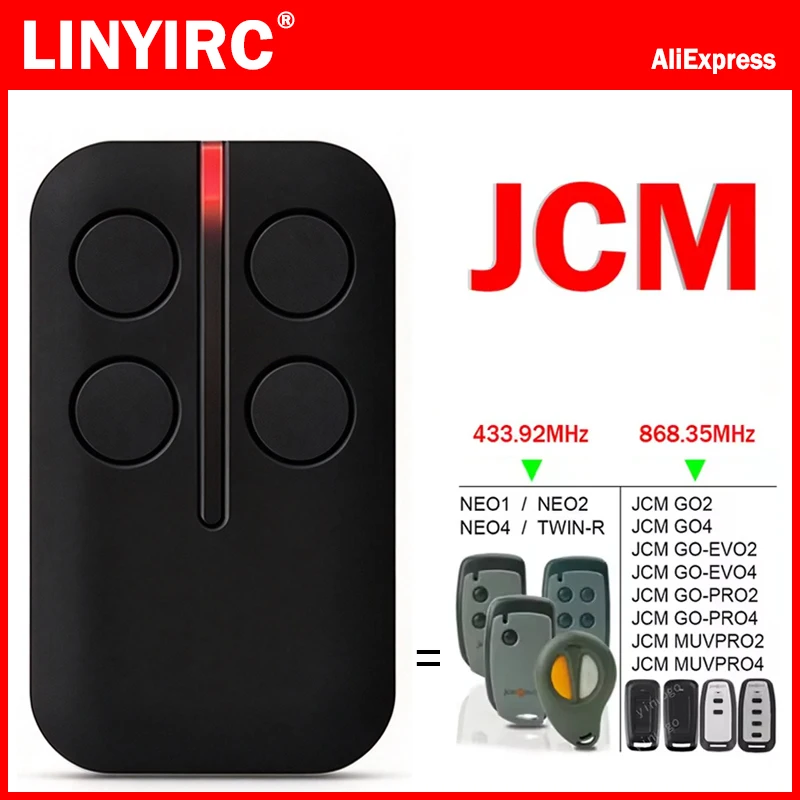 JCM GO PRO EVO MUVPRO 2 4 868MHz Remote Control JCM NEO1 NEO2 NEO4 TWIN-R 433MHz Garage Door Remote Control Duplicator Opener