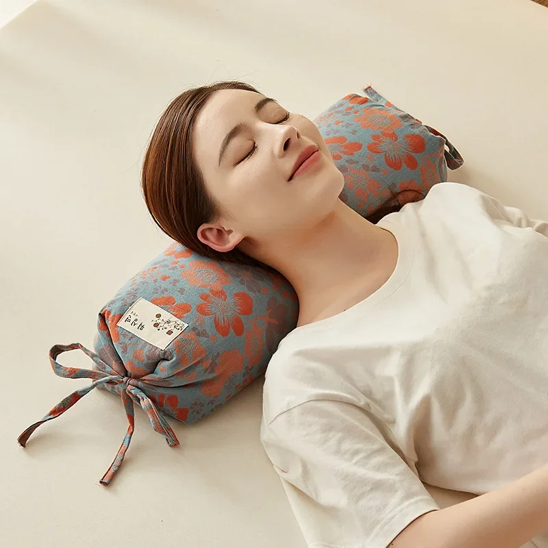 

Cotton Gauze Buckwheat Leather Phone Case Cylindrical Pillow Cervical Support Improve Sleeping Candy Shaped Pillow