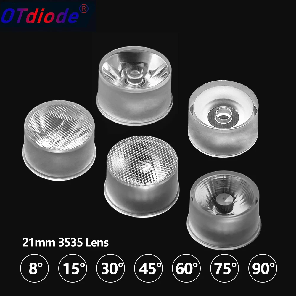 10pcs LED Lens 1W 3W 3030 XPE 3535 Optical 21mm Waterproof PMMA 8 15 30 45 60 90 Degree lenses XPG2 Chip Collimator Clear Bead