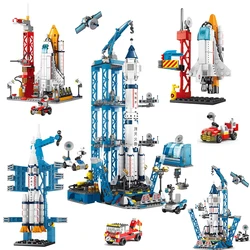 Space Rocket Launching Model Building Blocks City Aerospace Space Station Shuttle Ship Astronaut Bricks Toys Children