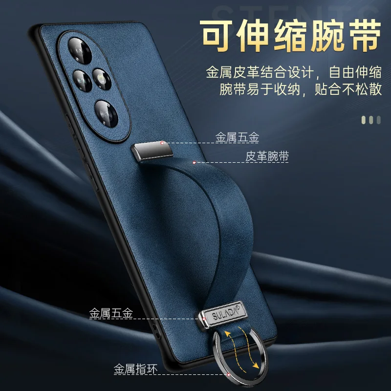 For Huawei Honor 200 Pro Case Luxury Leather Wristband Stand Cover For Honor 200 Pro 200Pro Shockproof Bumper Honor200Pro Funda