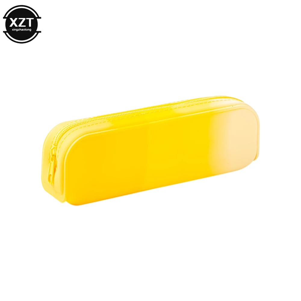 1Pcs Creative Gradient Color Pencil Case Silicone Waterproof Pen Bag Kawaii Large Capacity Storage Box School Office Supplies