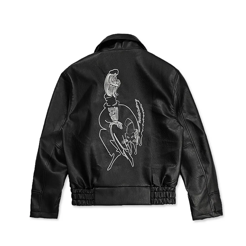 Simple Pattern Embroidery ERD Zipper Motorcycle Jackets Men Women Streetwear Enfants Riches Deprimes Leather Jacket With Tags