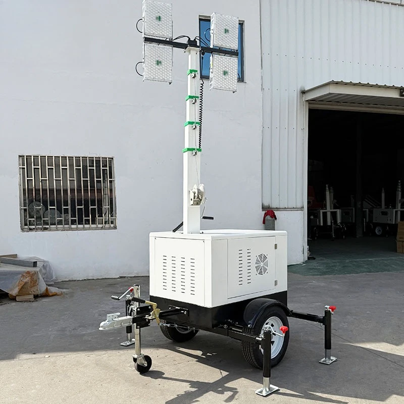 7M 9m mobile lift lighthouse trailer construction site night emergency lighting outdoor HMF968L