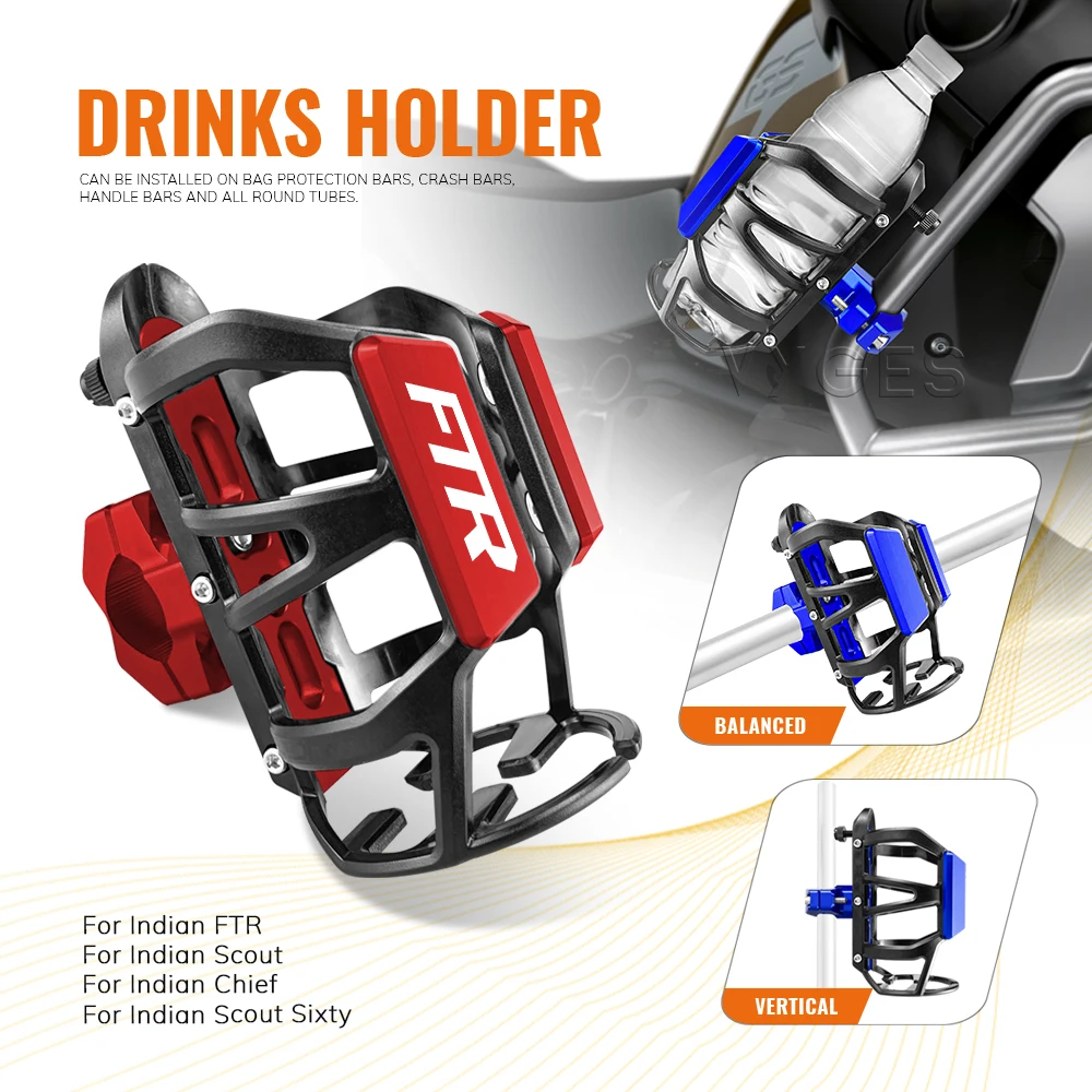 Motocicleta Bebida Water Bottle Cage, Indian FTR Scout Chefe Scout Sixty Drinks Holder, Porta-copos de água