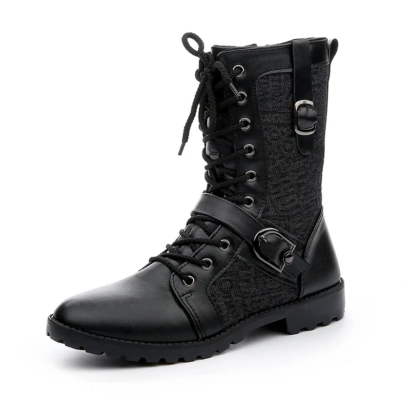 Buty zimowe Mężczyźni Skórzane buty Mężczyźni Wysokie buty Okrągła głowa Obuwie zimowe Koronkowe buty codzienne Mężczyzna Plus Size tyh6