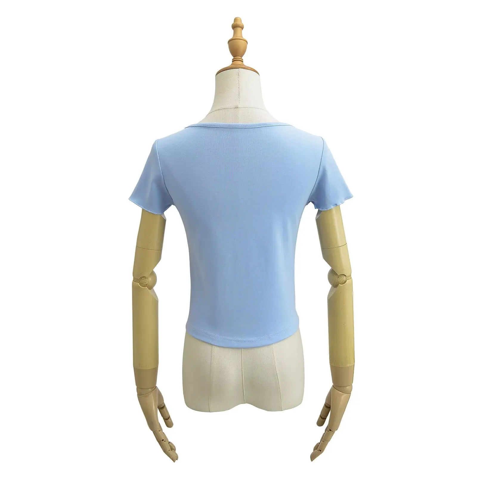 T-shirt coupe cintrée pour femmes, ort Sve v-ne, ourlet plissé, bouton, Design américain, fille chaude, ventre, haut de rue, été