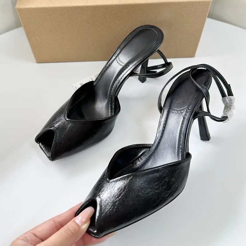 اللمحة تو عالية الكعب النساء صنادل طراز جلاديتور لينة بولي Leather جلد أنيق الكاحل الأشرطة الفاخرة تصميم مكتب سيدة الزفاف حذاء زفاف #3