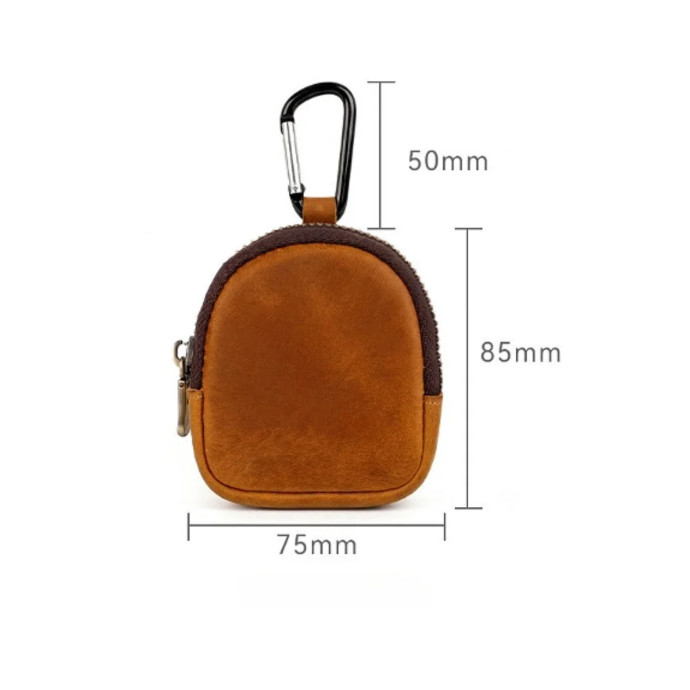 1PC Retro Color Faux Leather Coin Purse, Zipper Shell-shaped Pouch, Storage Bag for Bluetooth Earbuds & Keys