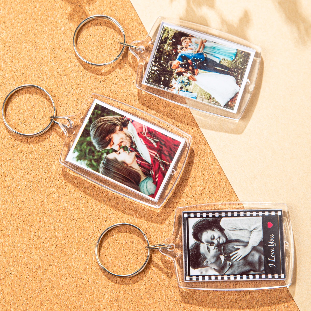 Custom 1pc/3pc/5pc Photo and Text Keychain, Photo Strip Keychain, Valentines Day Couple Gift, Custom Gift, Mother's Day Gift view 3