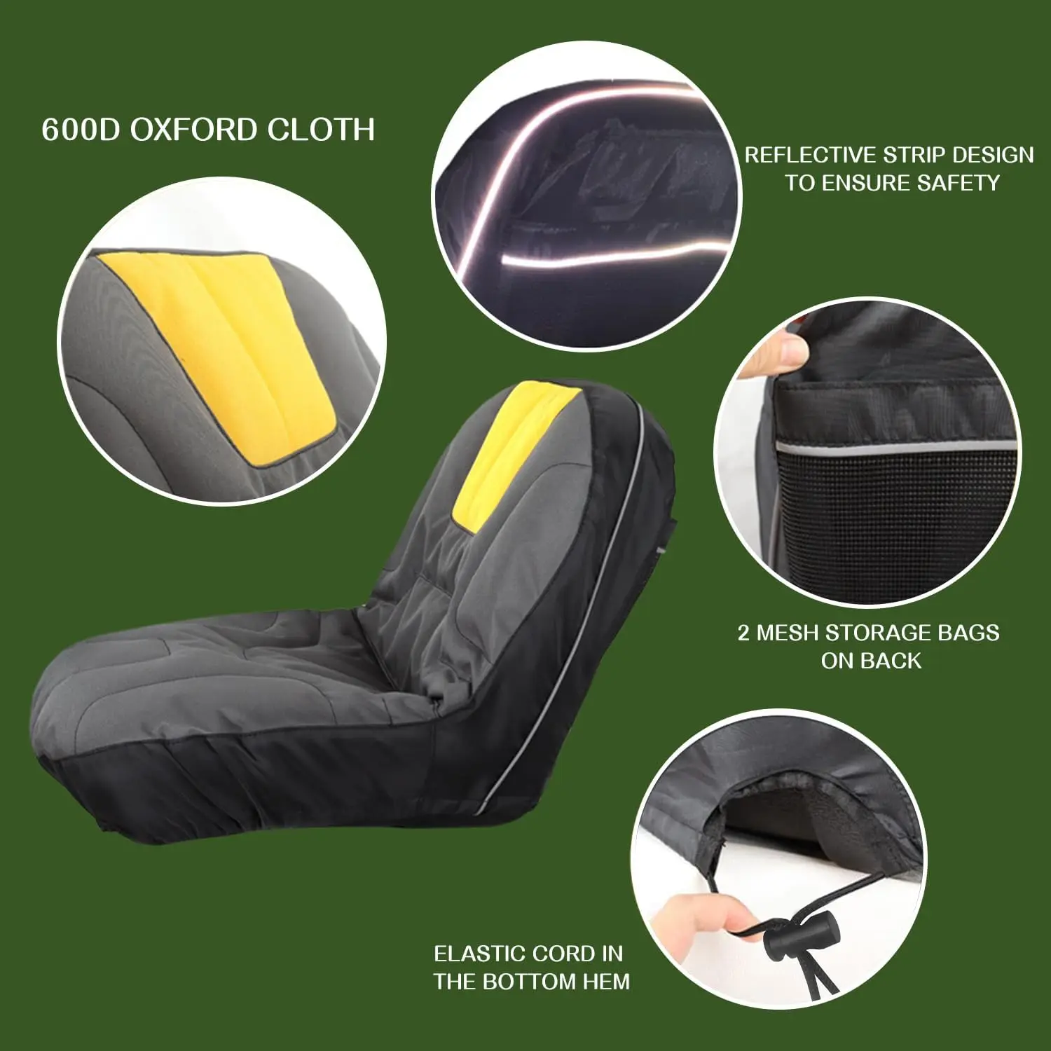 Heavy Duty 600D Oxford Waterproof Seat Cover for Lawn Mower Tractor Durable Riding Lawn Mower Seat Cover view 3