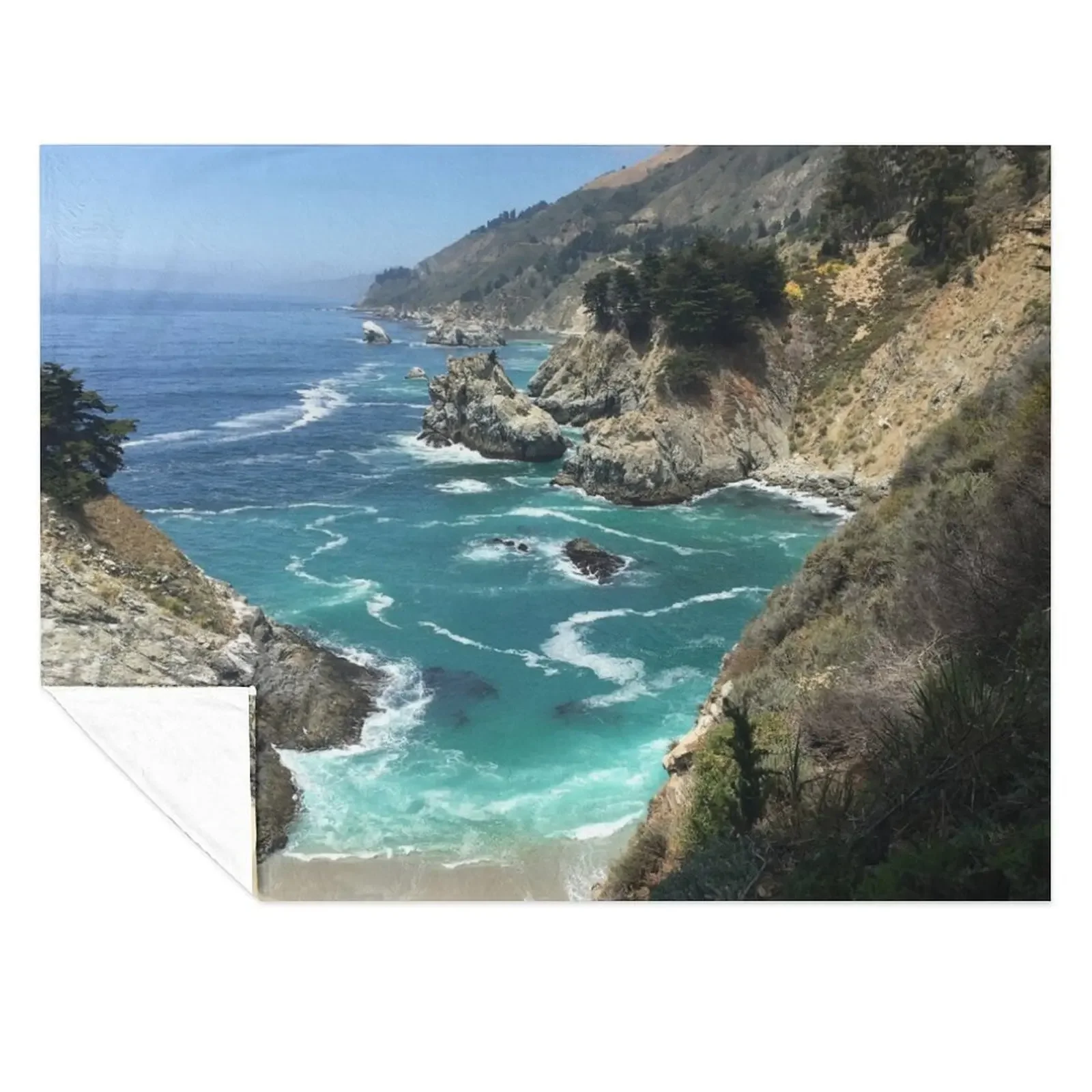 

Big Sur Throw Blanket Flannel Fabric blankets and throws Beach Comforter Blankets