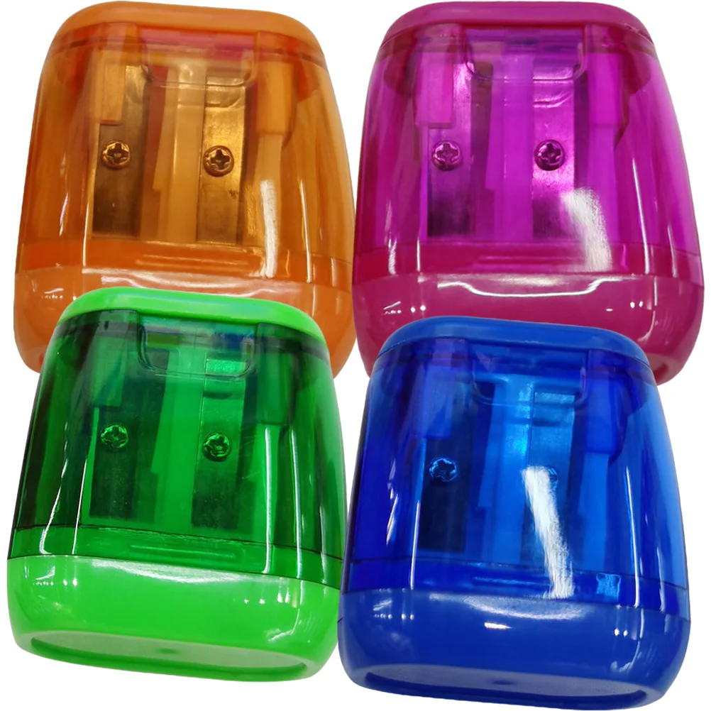 4 Pcs Multi-functional Pencil Sharpener Double Holes Sharpeners Bright Color Manual Colorful Student