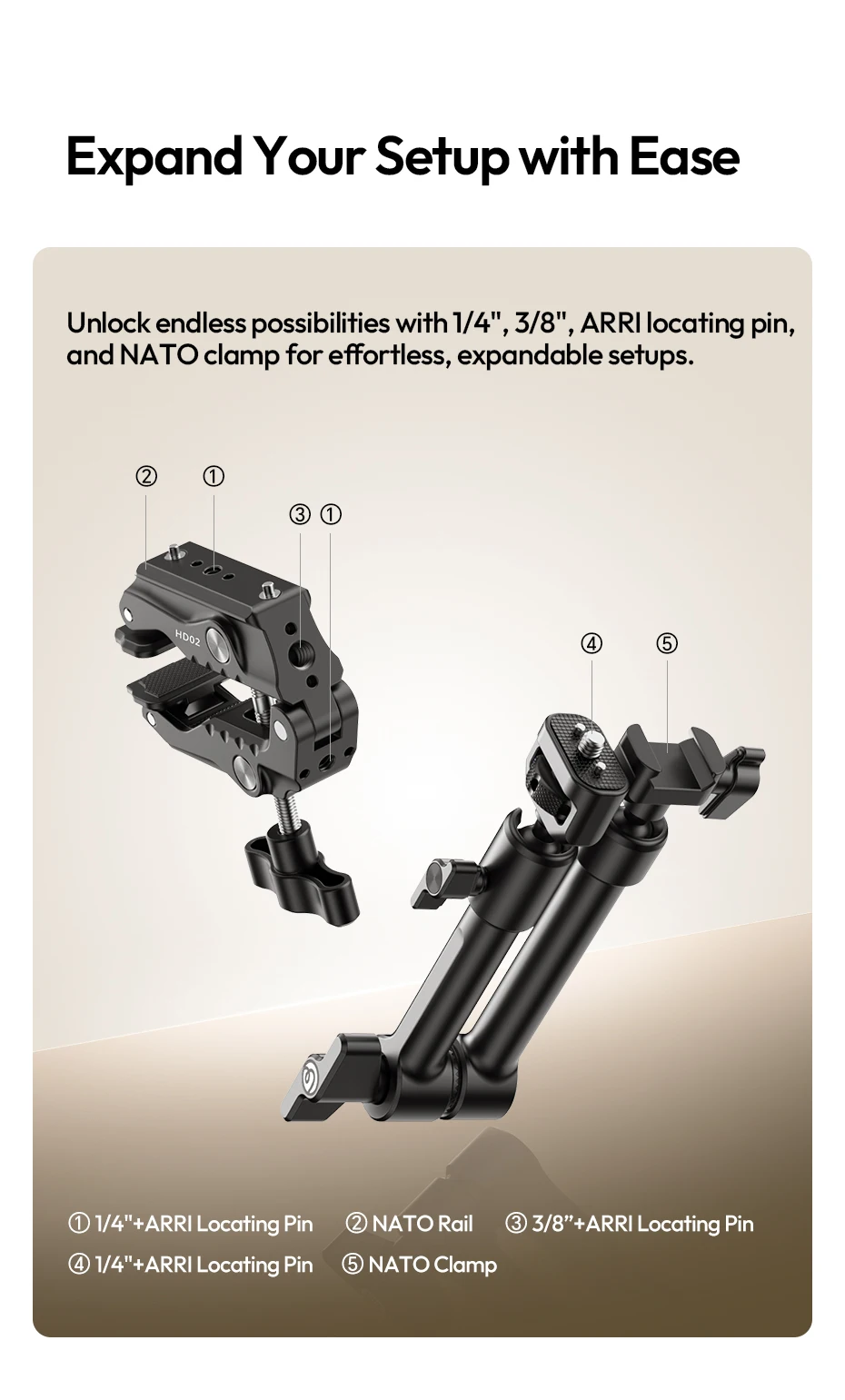 Ulanzi HD02 10-Zoll-Magic Arm Kit mit All-Direction-Kugelkopf, anpassbare Klemme für Outdoor-Kamerafotografie, Livestreaming, Vlog – Detail 7