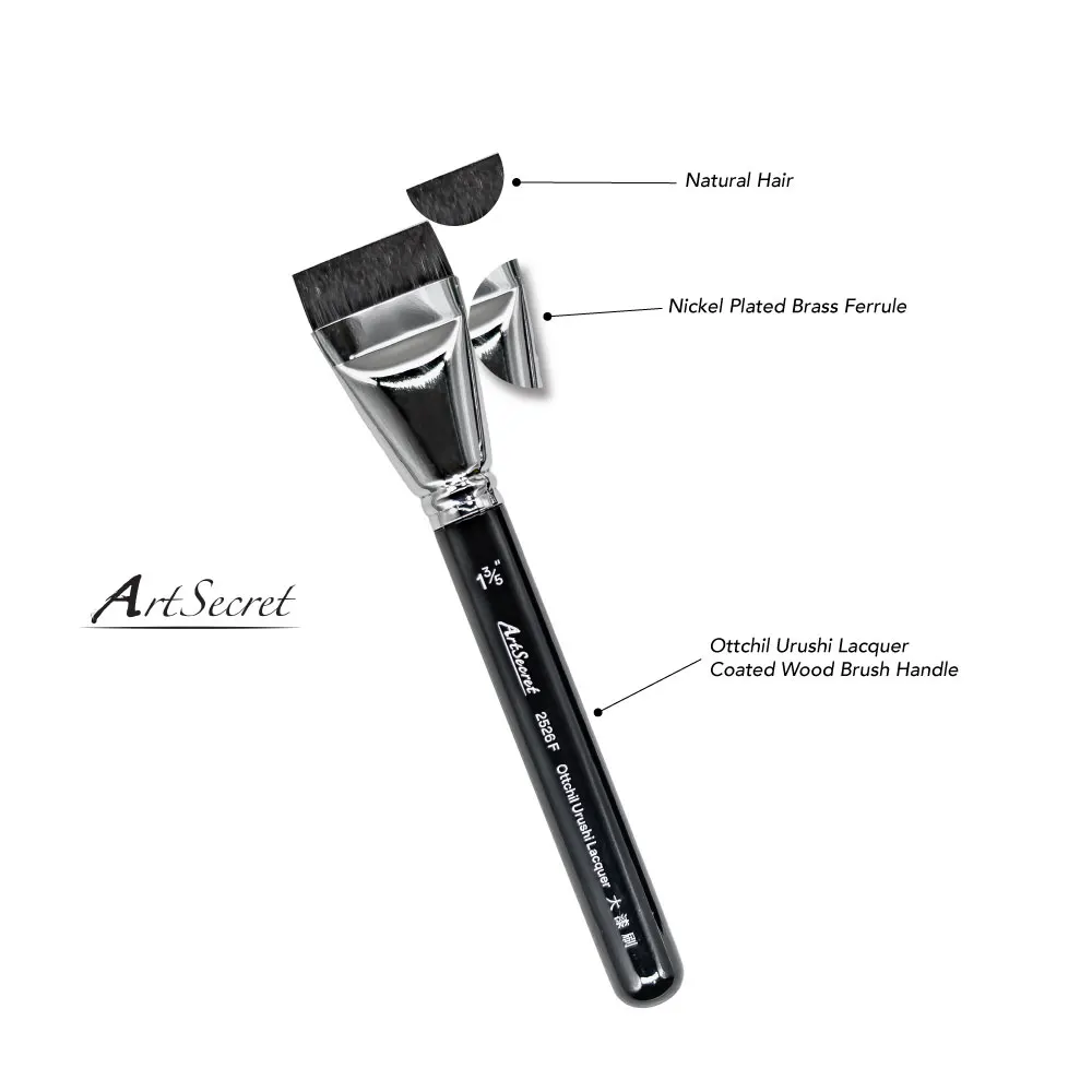 Artsecret 5 PCS Lacquer Urushi Brush Horse Hair Mix Hog Bristle Short Haired Brush Handmade Lacquerware Brush 2526F
