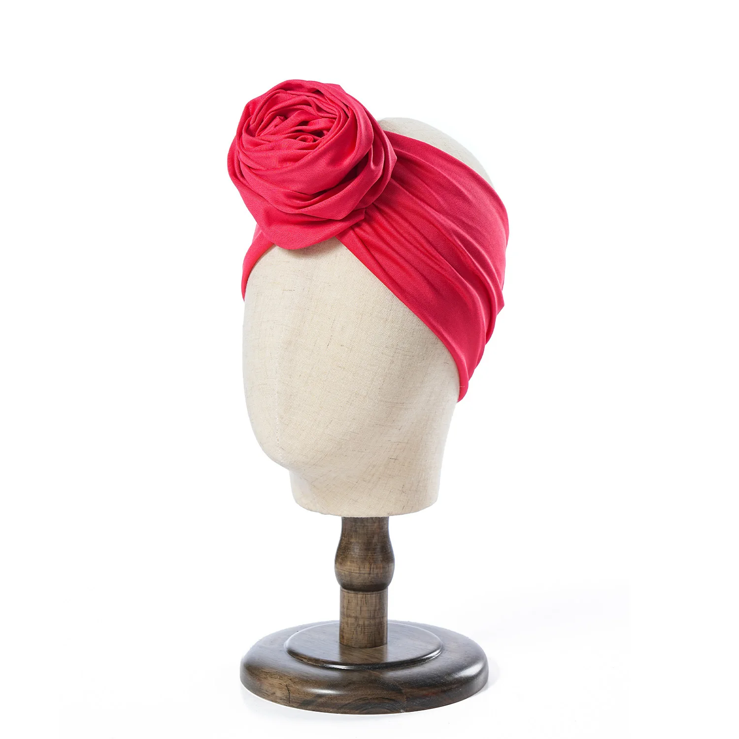 Rohes Seiden-Haarband mit großer Rose, atmungsaktiv, leicht, für afrikanische Frauen, Turban-Wickel, elastisch, Boho-Blumen-Bandana, Party-Kopfbedeckung – Detail 9