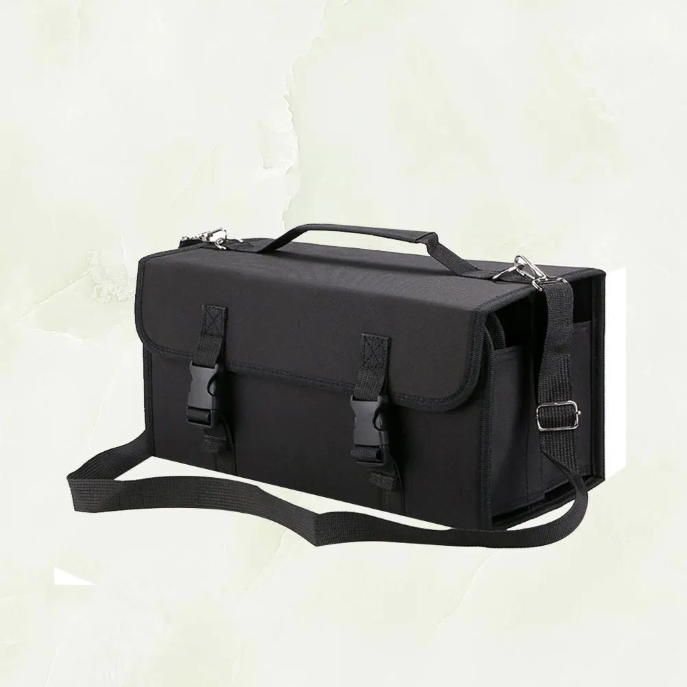 

120 Slot Marker Pen Storage Bag Heavy Duty Polyester Shoulder Strap Detachable Sleeve Table Easel Countertop Storage Case Zipper
