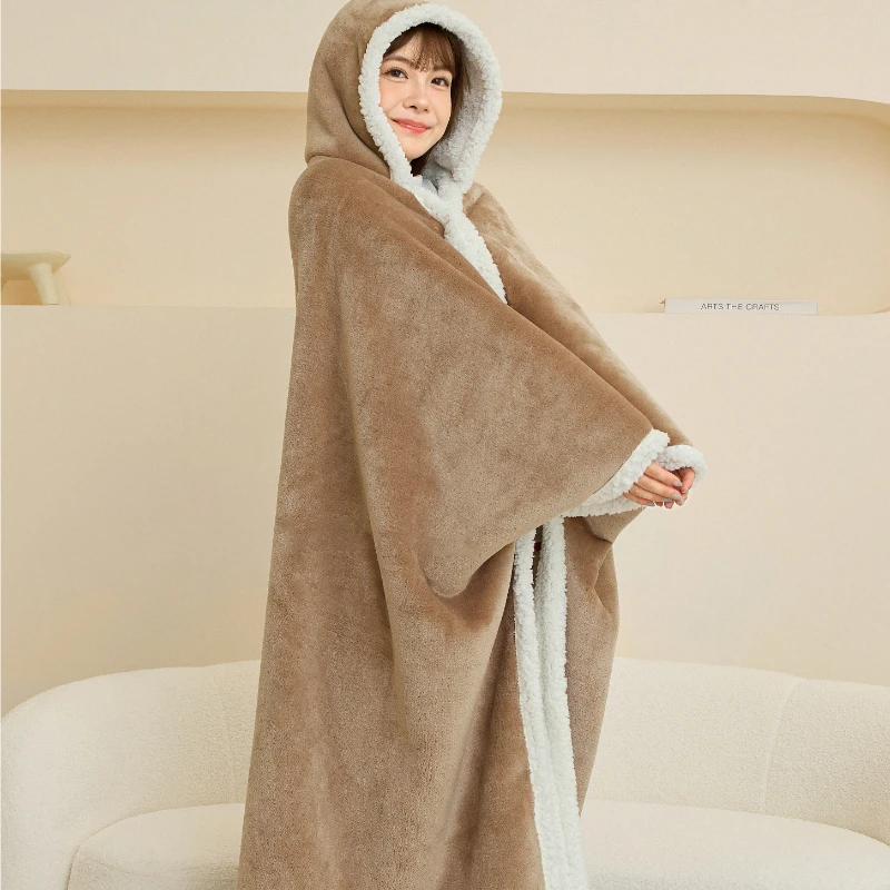 Thickened Shawl Cape Blanket Warm Winter Office Nap Leg Cover Lazy Blanket Sofa Living Room Windproof Small Blanket