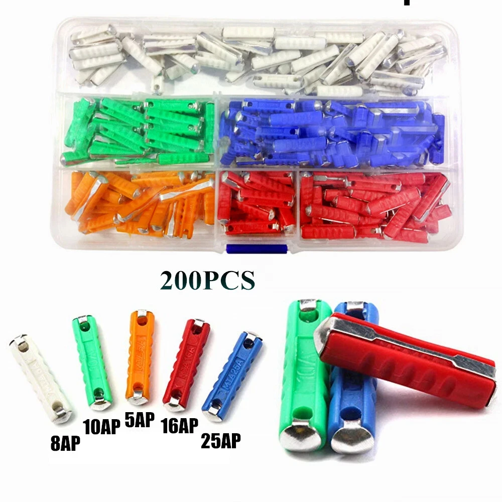 100/200 Pcs Continental Car Fuses Type For Vintage Classic Cars European Bar Torpedo Fuse Set 5/8/10/16/25AMP 25X6MM