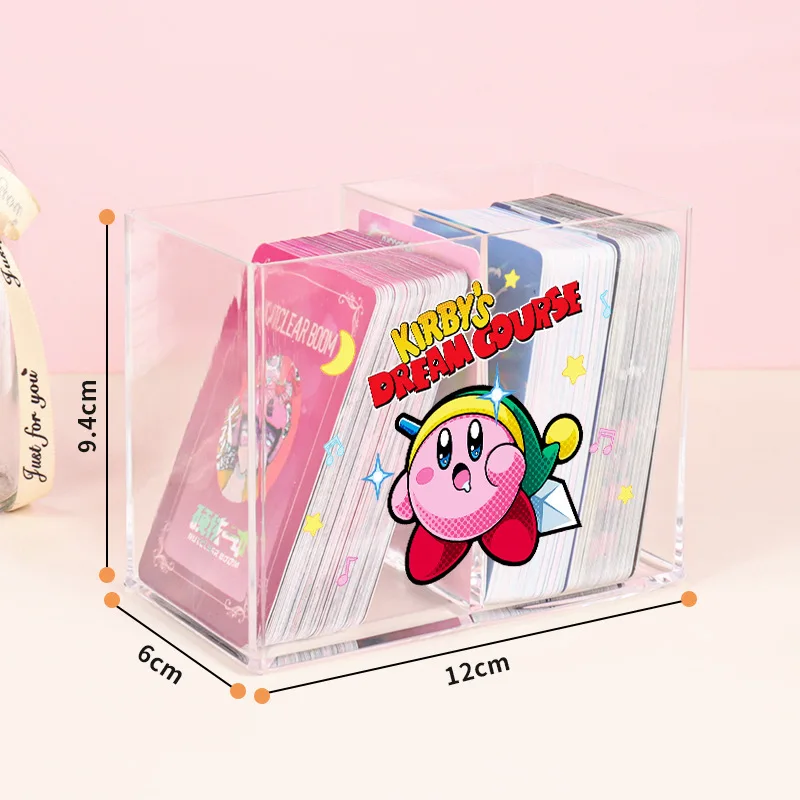Kirby Acrylic Storage Box Desktop Cosmetics Transparent Double Compartment Ornament Containers Organizer Box Student Pen Holder