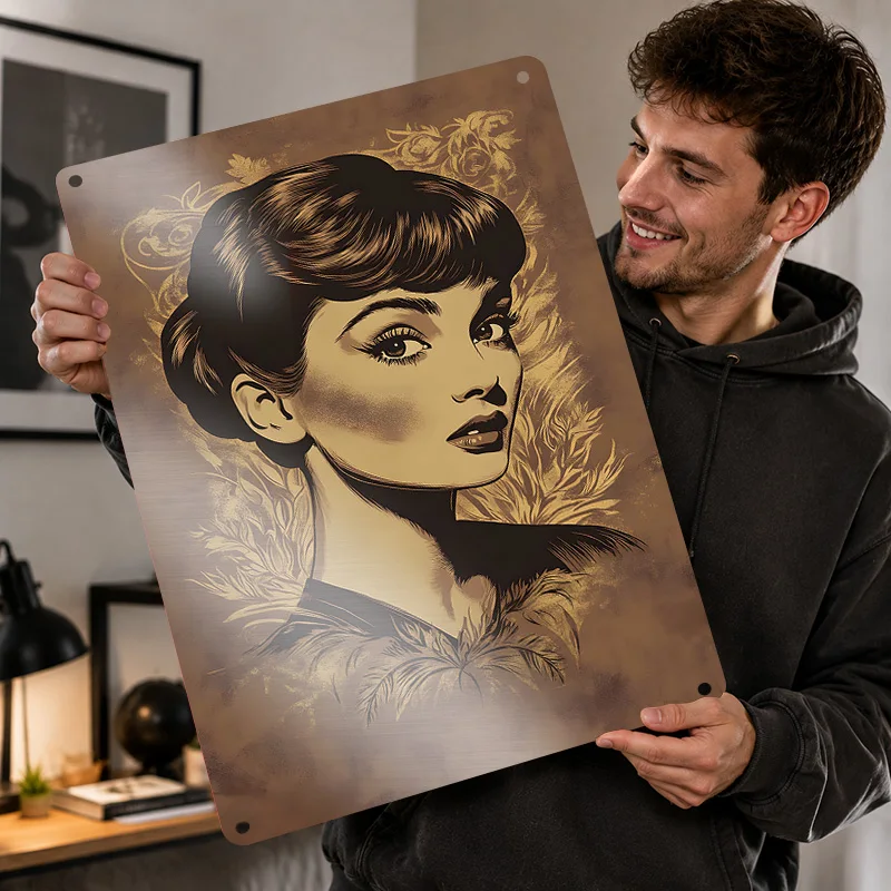 Audrey Hepburn Printed Posters Customized Metal Sign Classic Celebrity Profile Wall Art For Bedroom Study And Screen Enthusiasts