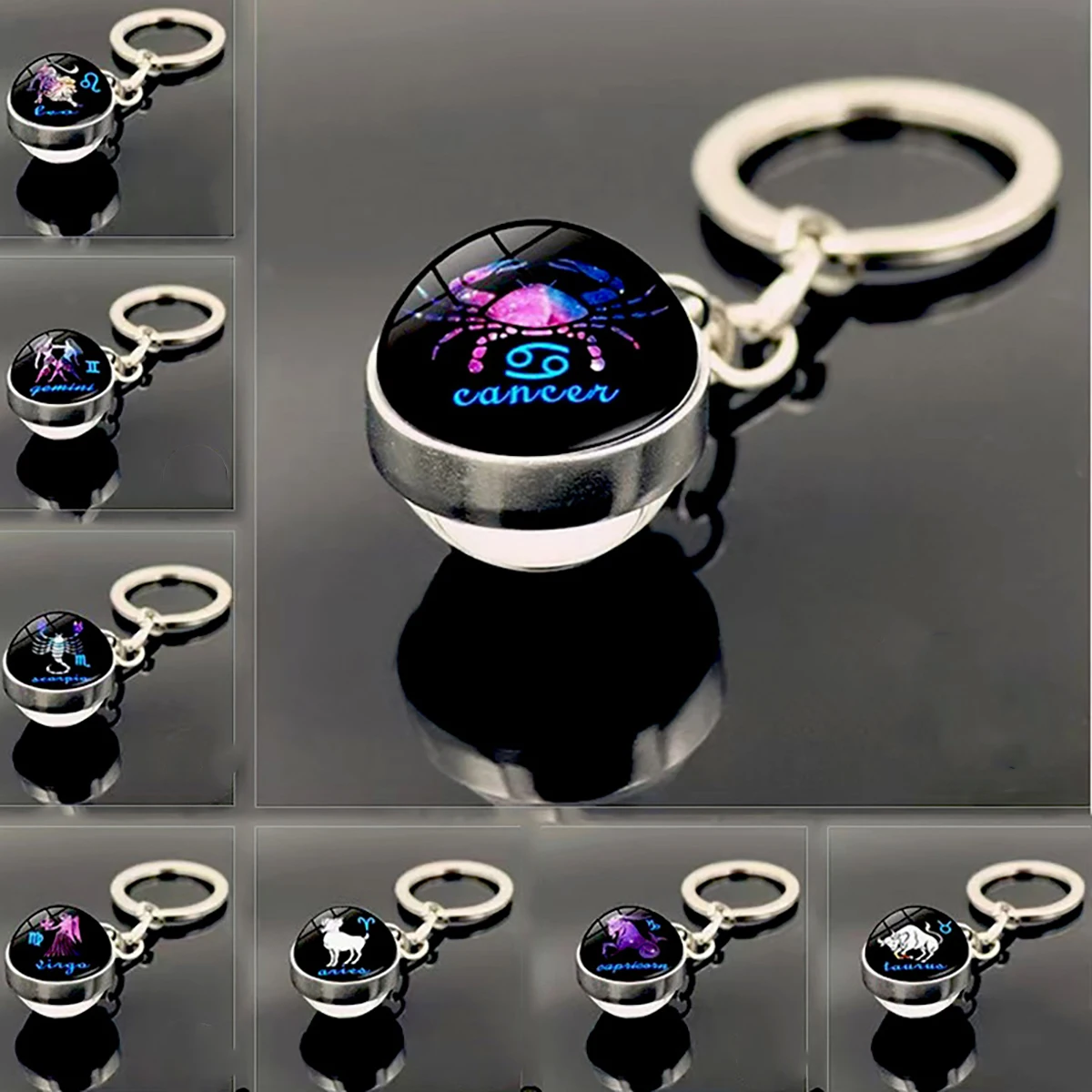 1 colgante del zodiaco, llavero, tipo cadena de cristal, regalo de cumpleaños de astrología, exquisito colgante de bolso, regalo perfecto para amigos